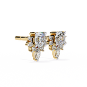 0.79 Carat Diamond Stud Earrings Floral Cluster with Drop Design 18K Yellow Gold Natural Diamond