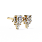 0.79 Carat Diamond Stud Earrings Floral Cluster with Drop Design