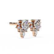0.79 Carat Diamond Stud Earrings Floral Cluster with Drop Design 18K Rose Gold Natural Diamond