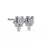 0.79 Carat Diamond Stud Earrings Floral Cluster with Drop Design 950 Platinum Natural Diamond
