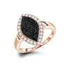 0.70 Ct Round Cut Pave Setting Halo Black And White Diamond In Rose Gold 