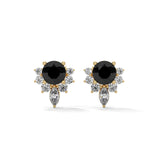 0.71 Ct Black Diamond Stud Earrings with Cluster Halo Screw Back
