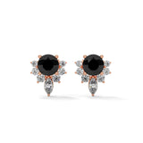 0.71 Ct Black Diamond Stud Earrings with Cluster Halo Screw Back