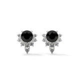 0.71 Ct Black Diamond Stud Earrings with Cluster Halo Screw Back