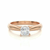 0.80 Ct Princess Cut Solitaire Lab Diamond Engagement Ring In Rose Gold