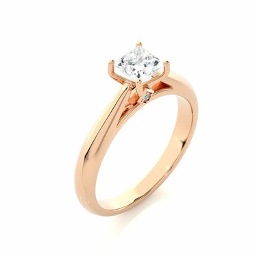 0.80 Ct Princess Cut Solitaire Engagement Ring In Rose Gold