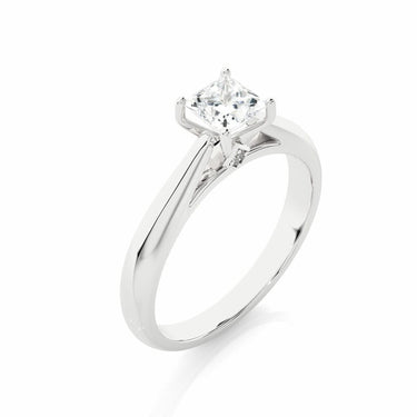 Bague solitaire diamant de laboratoire serti griffes taille princesse 0,80 ct en or blanc 