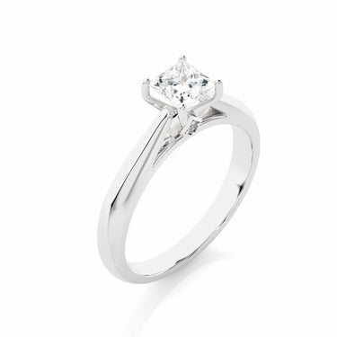 0.80 Ct Princess Lab Diamond Solitaire Engagement Ring In White Gold