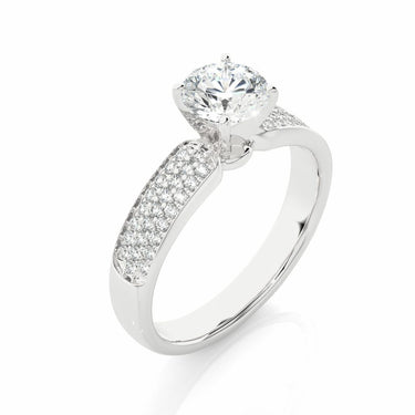 0.80 Ct Round Cut Lab Diamond 3 Raw Pave Engagement Ring In White Gold