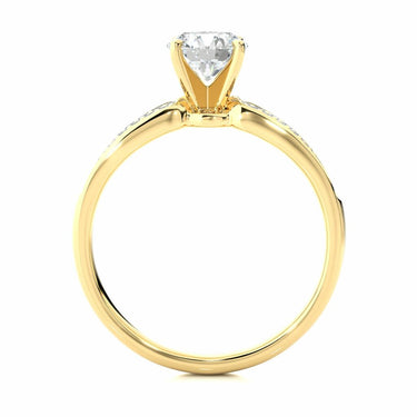 1 Ct Round Shaped Three Row Pave Diamond Engagement Ring In Yellow Gold