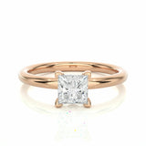 0.80 Ct Princess Cut Solitaire Moissanite Engagement Ring In Rose Gold