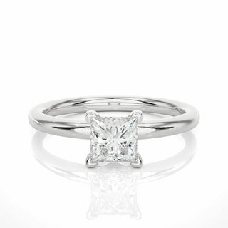 0.80 Ct Princess Cut Solitaire Moissanite Engagement Ring In White Gold