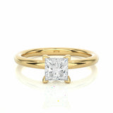 0.80 Ct Princess Cut Solitaire Moissanite Engagement Ring In Yellow Gold