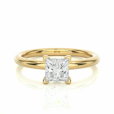 0.80 Ct Princess Diamond Solitaire Engagement Ring In Yellow Gold