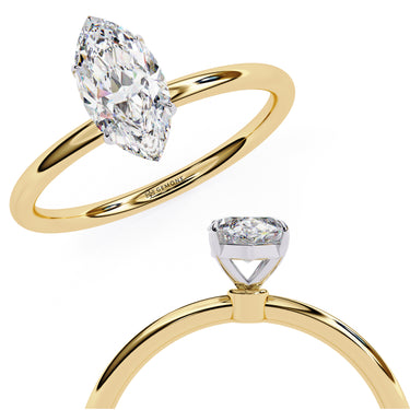 0.82 Ct Marquise Cut Solitaire Diamond Engagement Ring In Yellow Gold