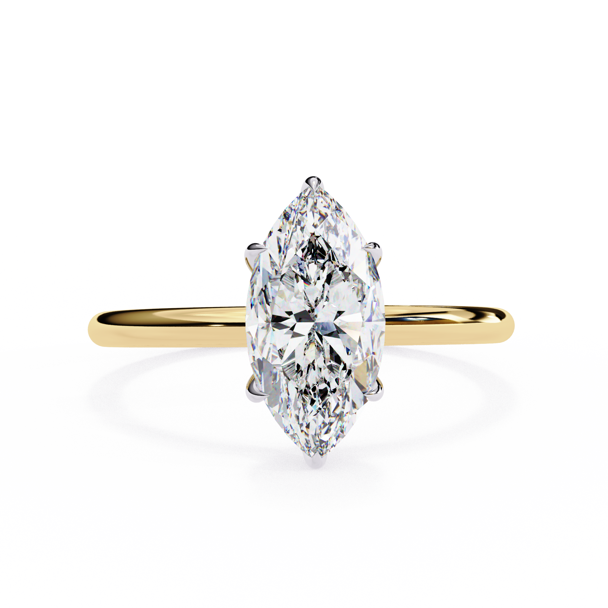 1 Carat Marquise Cut Solitaire Diamond Engagement Ring 18K Yellow Gold Natural Diamond Solitaire Engagement Rings