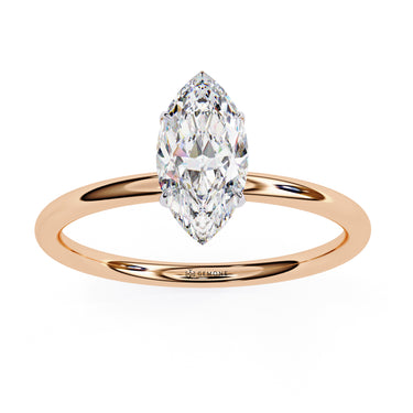 0.82 Ct Marquise Cut 6 Prong Set Solitaire Diamond Engagement Ring In Rose Gold