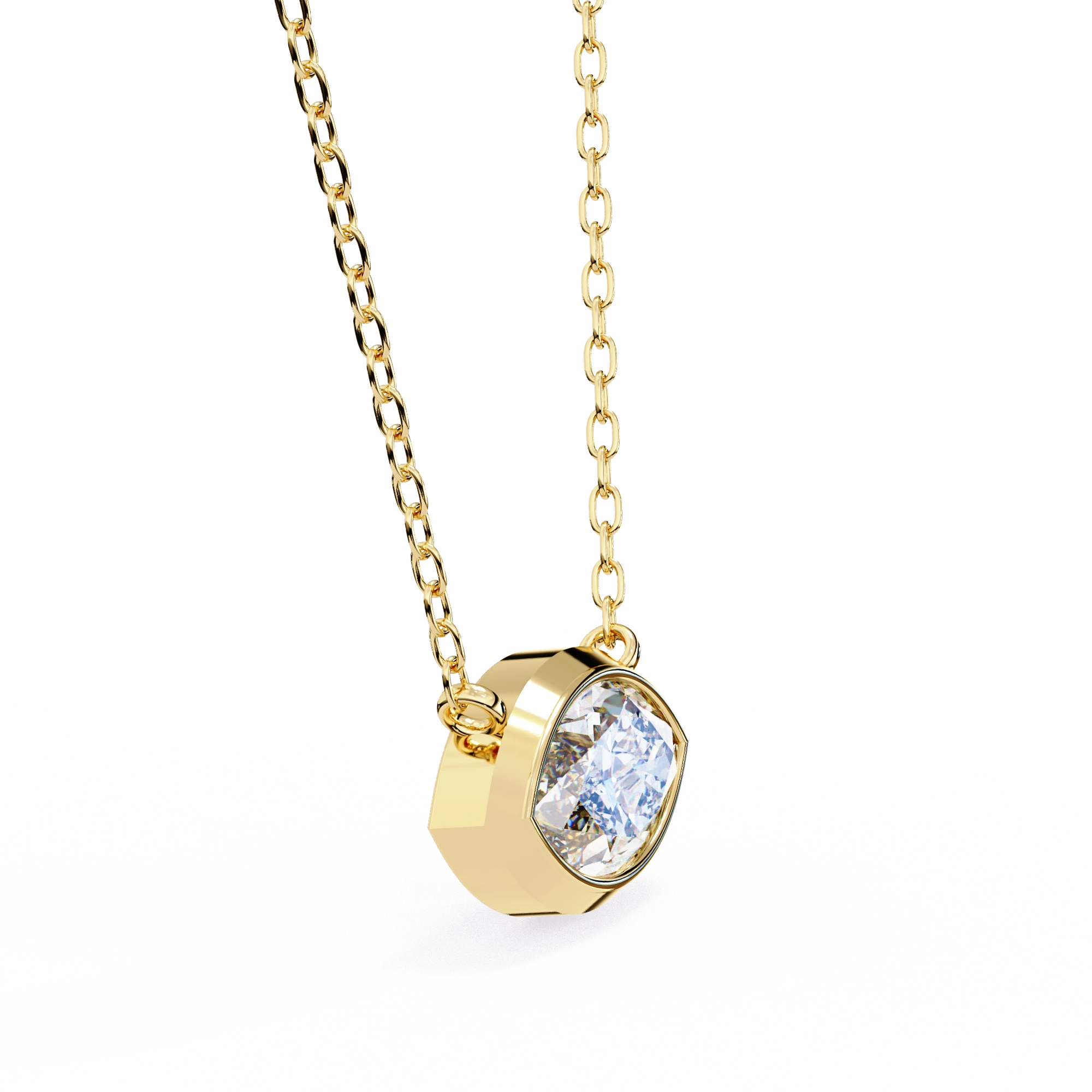1 ct Marquise Bezel Set Lab Diamond Necklace Yellow Gold