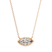 1 ct Marquise Bezel Set Lab Diamond Necklace Yellow Gold 18K Rose Gold Natural Diamond