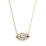 1 ct Marquise Bezel Set Lab Diamond Necklace Yellow Gold