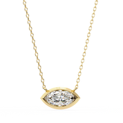 1 ct Marquise Bezel Set Lab Diamond Necklace Yellow Gold 18K Yellow Gold Natural Diamond