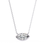 1 ct Marquise Bezel Set Lab Diamond Necklace Yellow Gold 950 Platinum Natural Diamond
