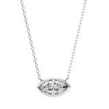 1 ct Marquise Bezel Set Lab Diamond Necklace Yellow Gold