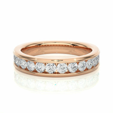 0.90 Carat Round Cut Channel Setting Dimaond Half Eternity Band In Rose Gold