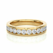 0.90 Ct Round Cut Channel Set Lab Diamond Half Eternity Band In White Gold 14K