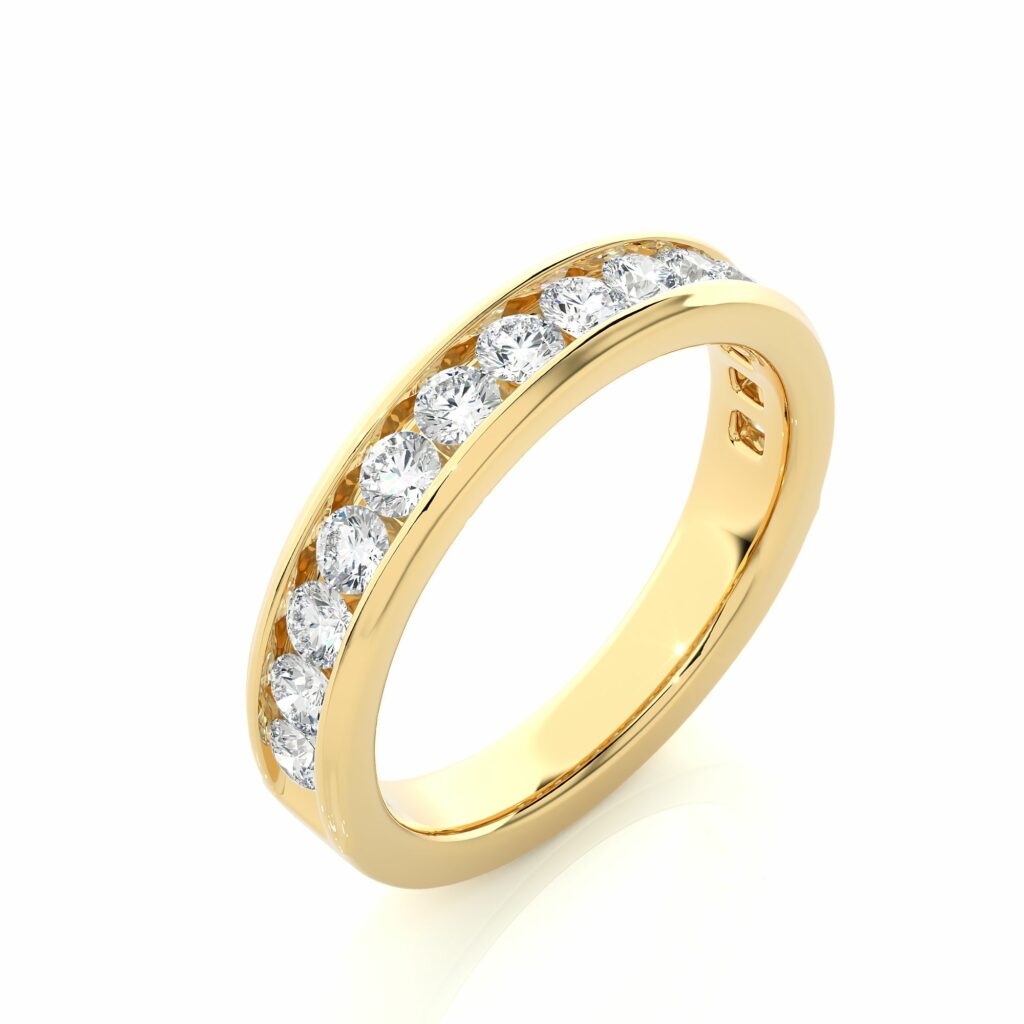 1.04 Carat Channel Setting Diamond Half Eternity Band In Yellow Gold