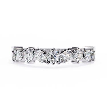 0.90 Carat Marquise & Round Shape Diamond Wedding Band In White Gold