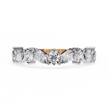 0.90 Carat Marquise & Round Shape Diamond Wedding Band In Rose Gold