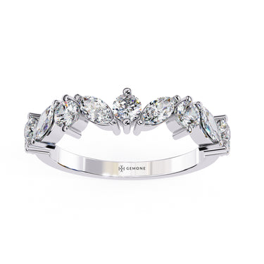 0.90 Carat Marquise & Round Shape Diamond Wedding Band In White Gold