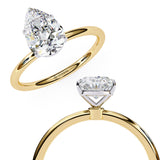 0.90 Carat Pear Shape 4 Prong Set Solitaire Diamond Engagement Ring In Yellow Gold