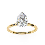 0.90 Carat Pear Shape 4 Prong Set Solitaire Diamond Engagement Ring In Yellow Gold