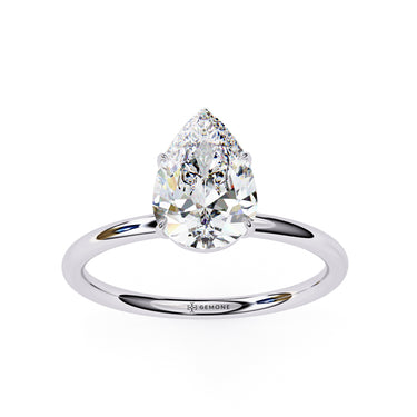 0.90 Carat Pear Shape 4 Prong Set Solitaire Diamond Engagement Ring In White Gold