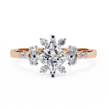 0.95 Ct Princess Lab Diamonds Ring White Gold With Accent Sides