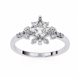 0.95 Ct Princess Cut Diamond Ring With Accent Sides