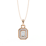 0.95 Ct Emerald Cut Lab Diamond Halo Pendant White Gold