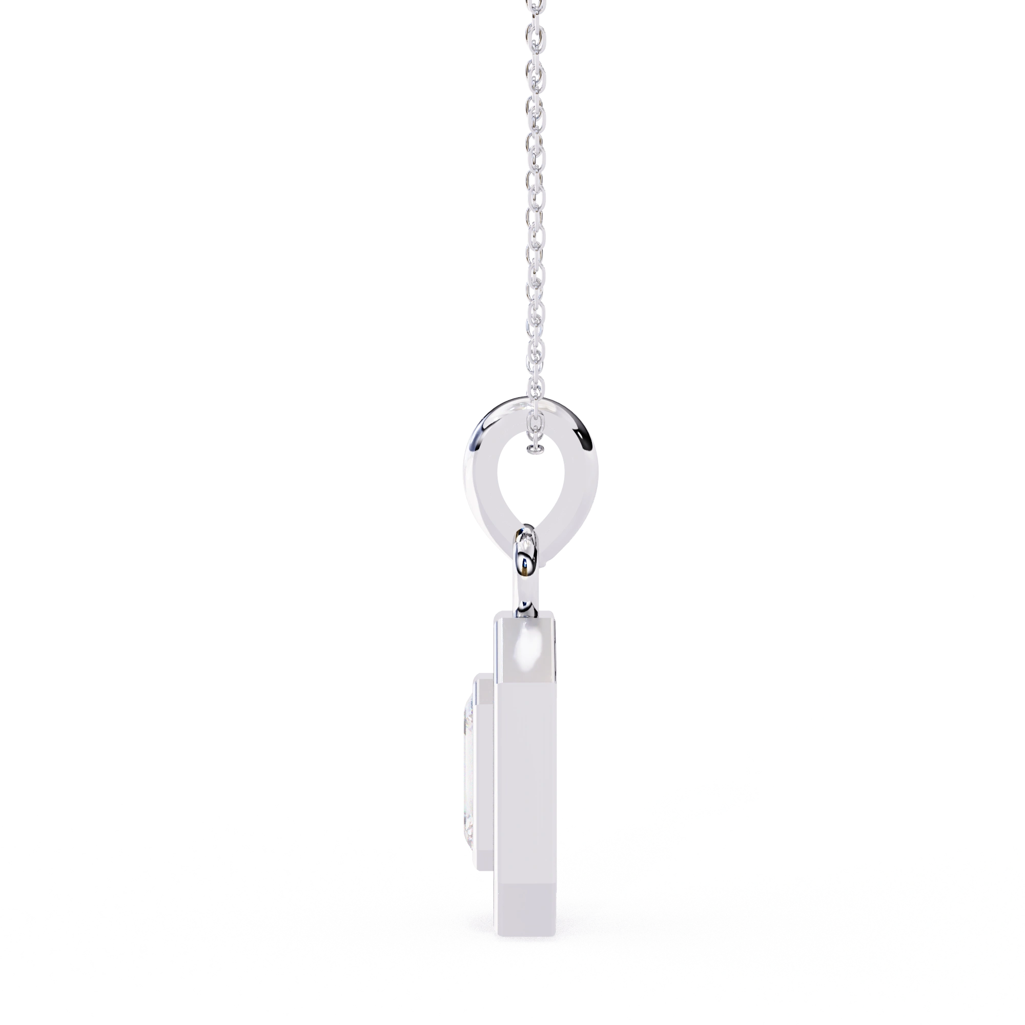 0.95 Ct Emerald Cut Lab Diamond Halo Pendant White Gold