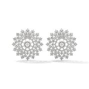 0.96 Carat Diamond Earrings Studs with Floral Mandala Design 950 Platinum Natural Diamond