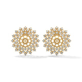 0.96 Carat Diamond Earrings Studs with Floral Mandala Design