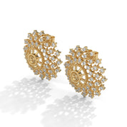 0.96 Carat Diamond Earrings Studs with Floral Mandala Design