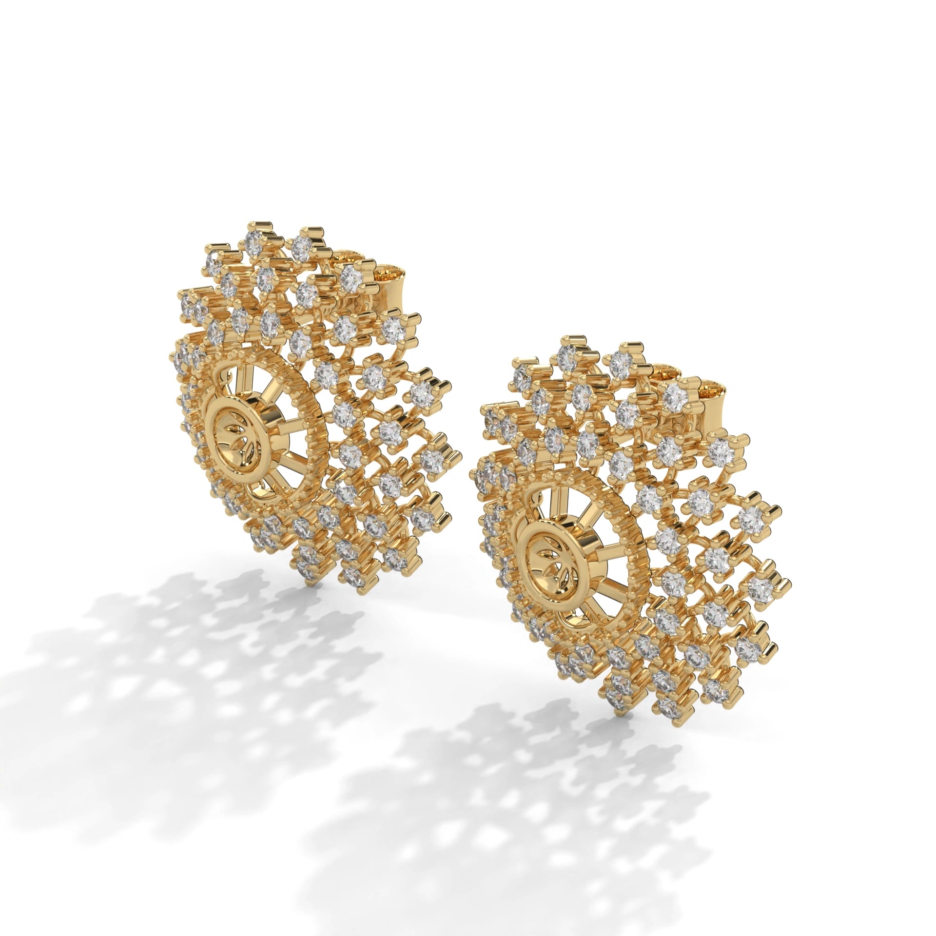 0.96 Carat Diamond Earrings Studs with Floral Mandala Design