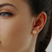 0.96 Carat Diamond Earrings Studs with Floral Mandala Design