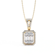 0.96 Ct Lab Diamond Emerald Shape Cluster Pendant 18K Yellow Gold Natural Diamond