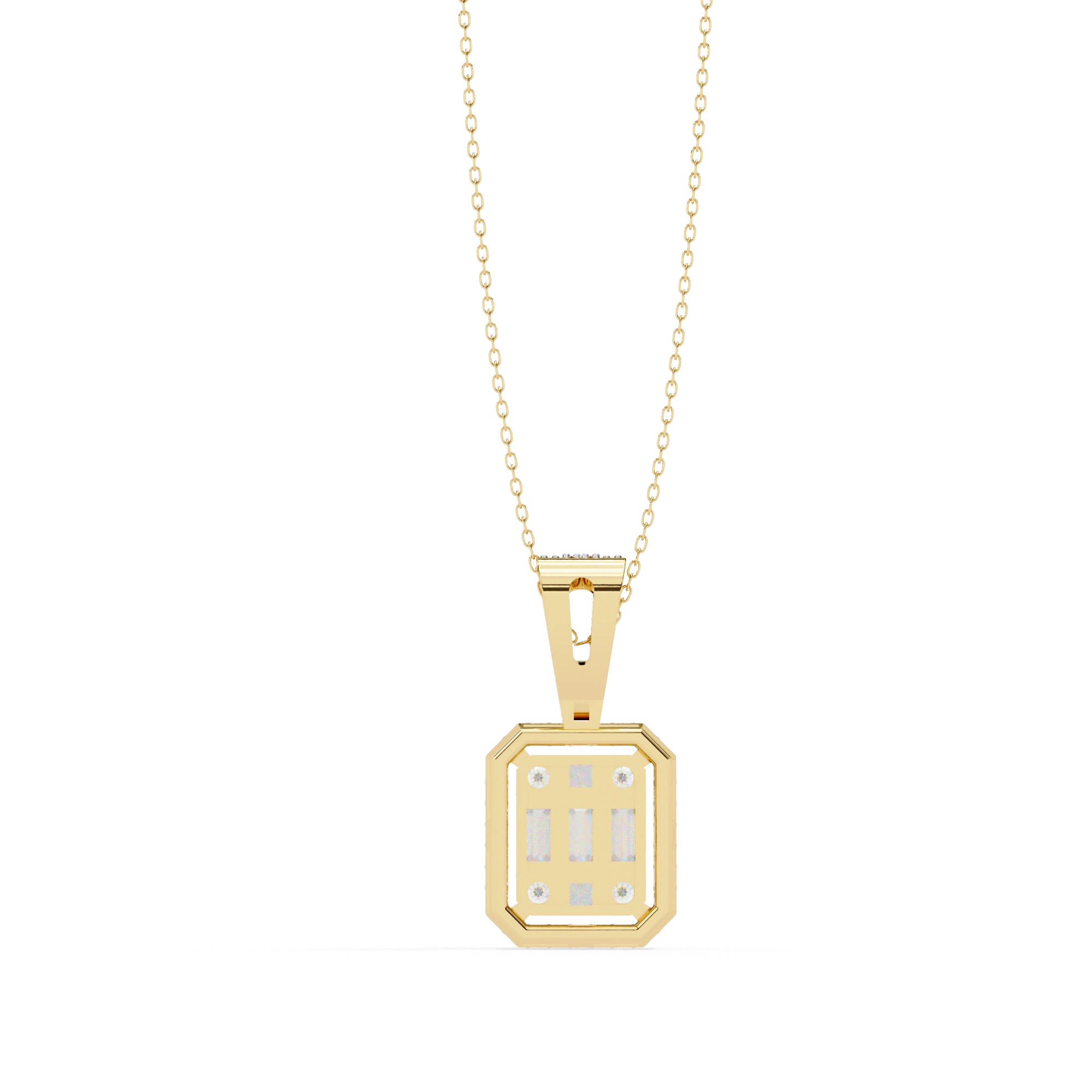 0.96 Ct Lab Diamond Emerald Shape Cluster Pendant