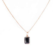 2 Carat Emerald Cut Diamond Solitaire Black Diamond Pendant necklace