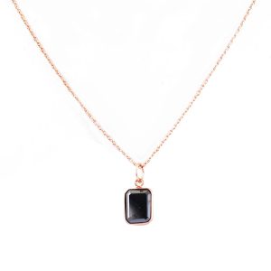 2 Carat Emerald Cut Diamond Solitaire Black Diamond Pendant necklace