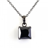 3 Carat Princess Cut Solitaire Prong Setting Black Diamond Pendent